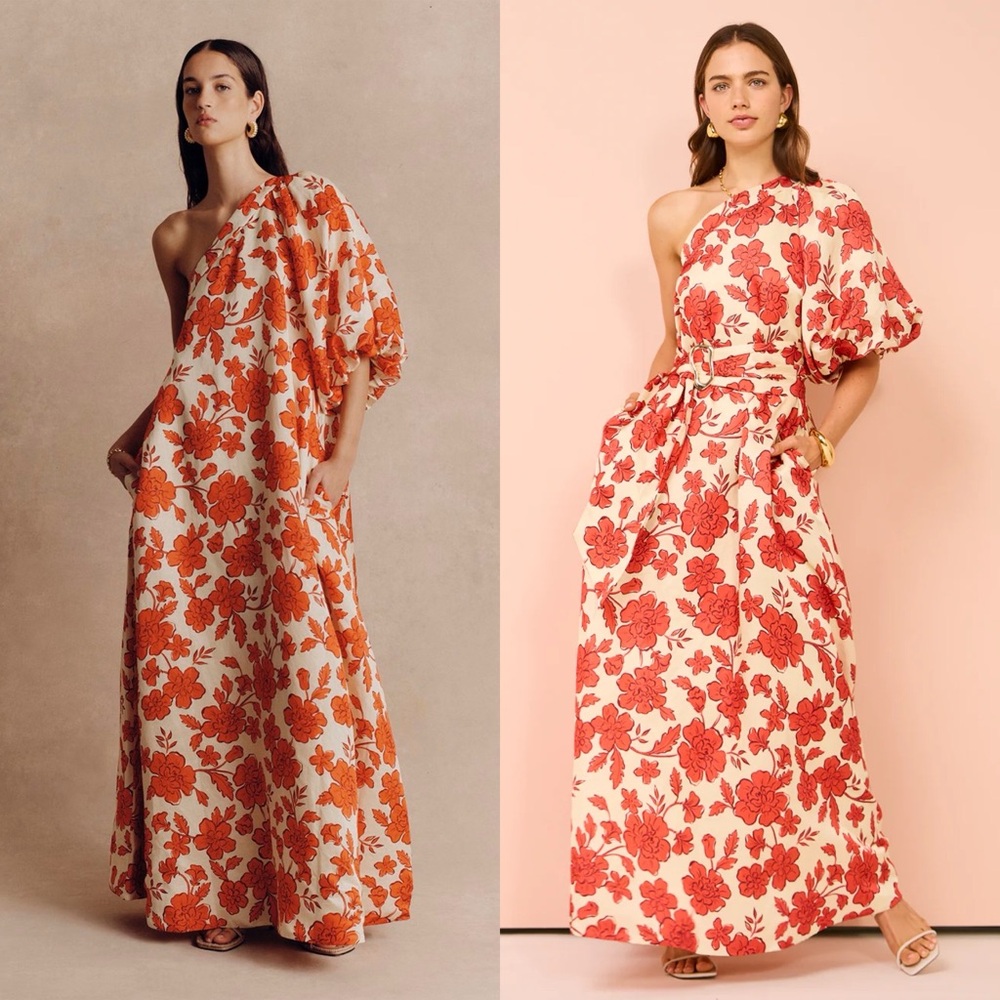 Anthropologie Red Floral Maxi Dress